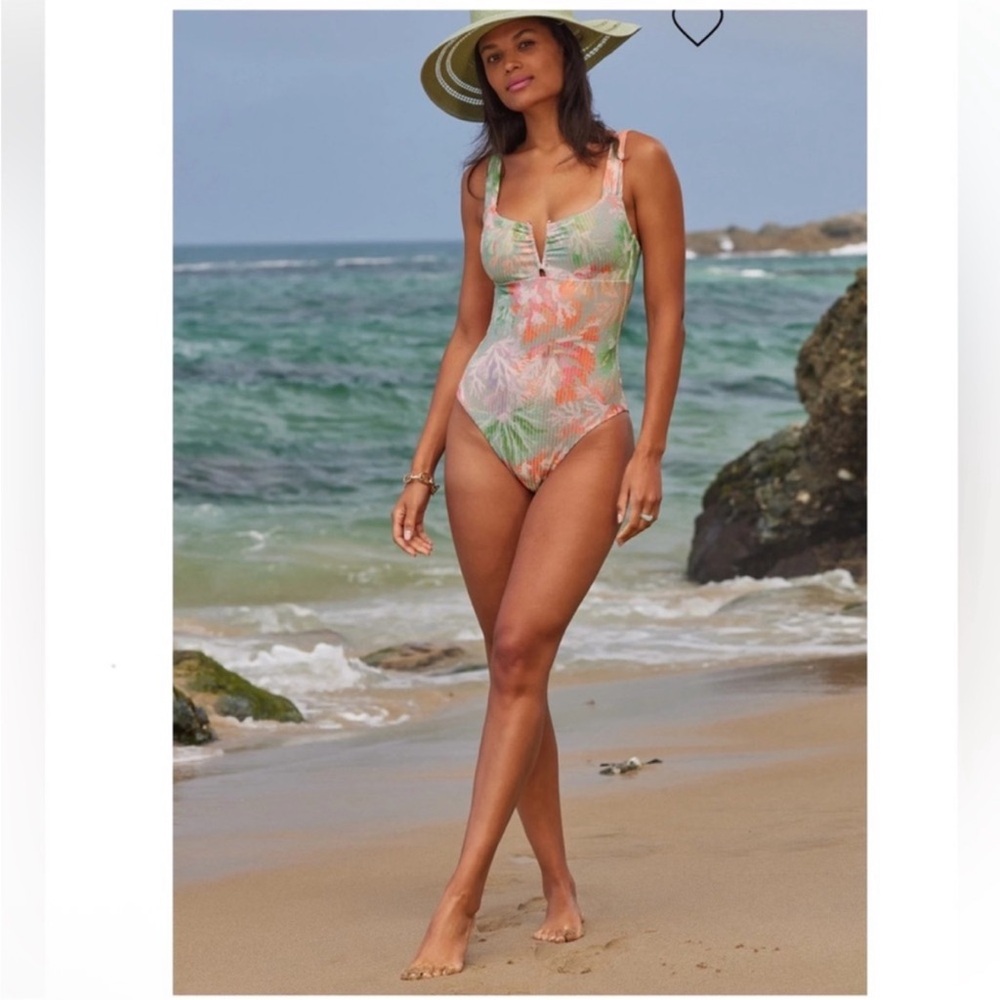 NWT Весса ByRebecca Virtue Coral Reef Viviana V-Wire Tie Back One Piece Swimsuit